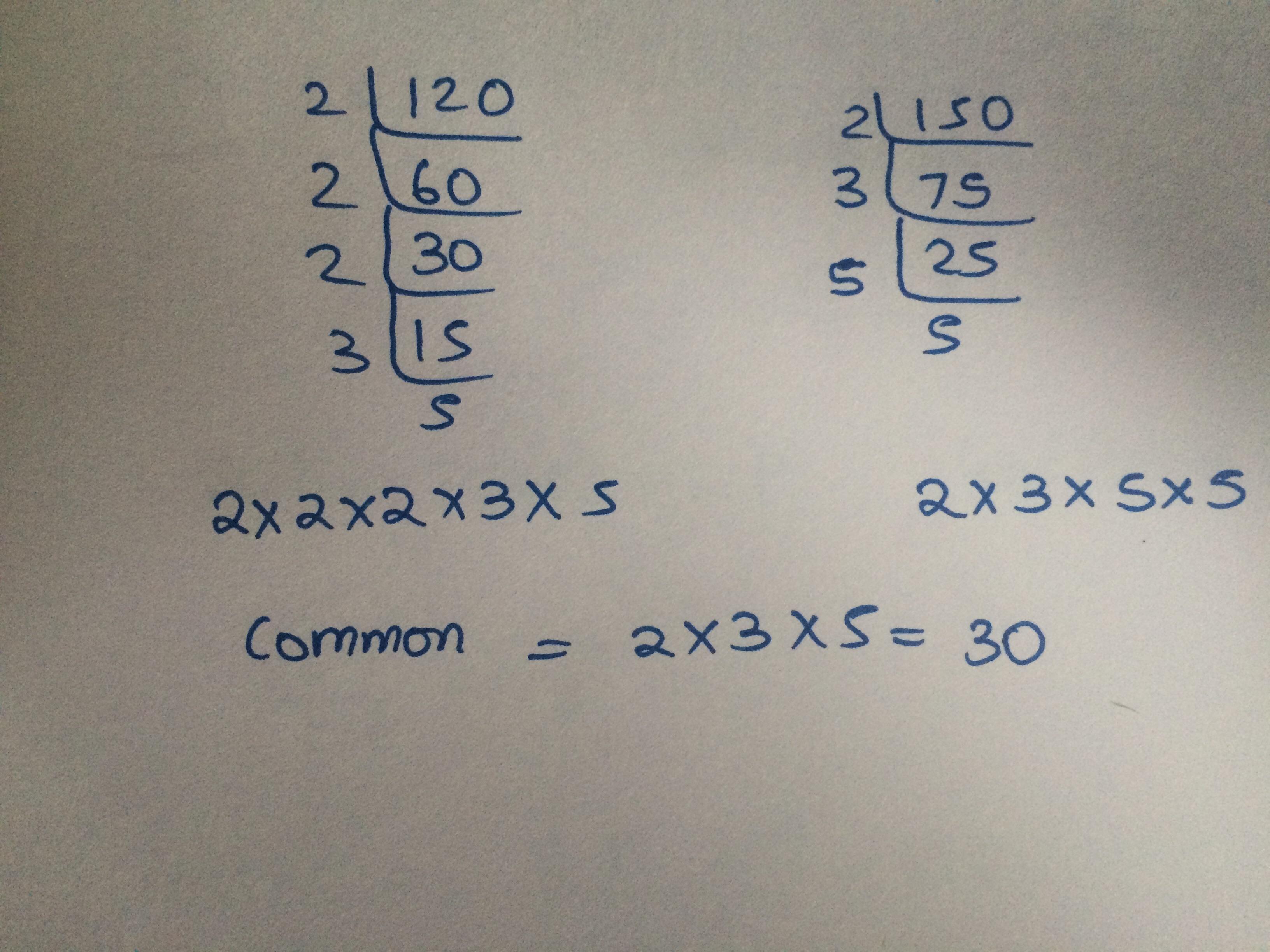 what is the HCF of 120 and 150 Brainly.in