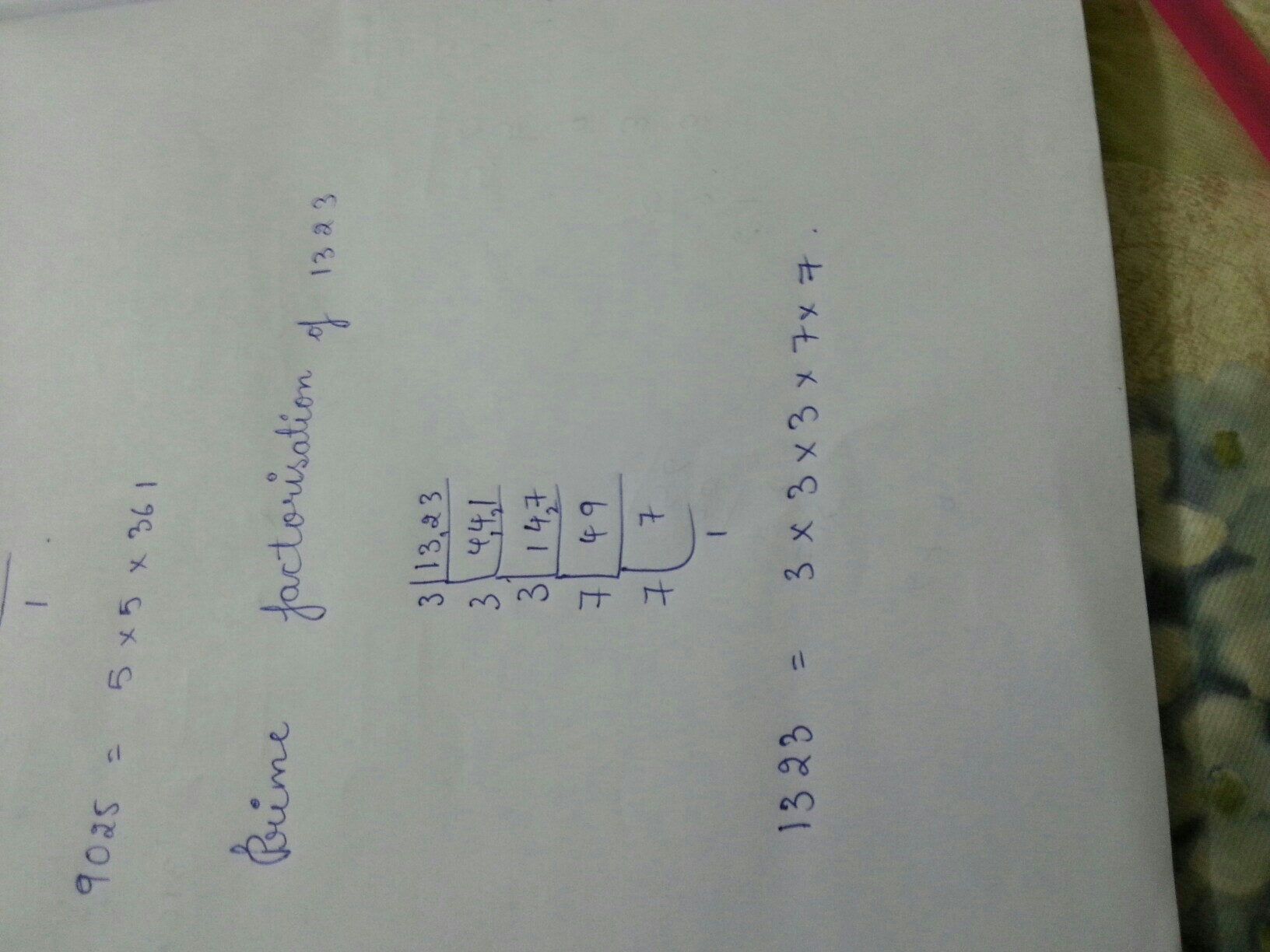 Prime factorisation of 1323 Brainly.in