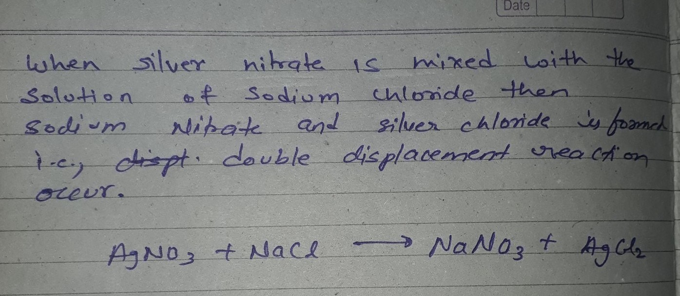 what happens when silver nitrate is mixed with a solution of sodium