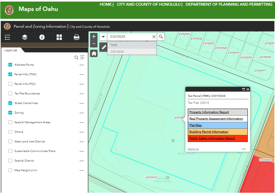 Multiple Property Addresses Verify on Honolulu County site