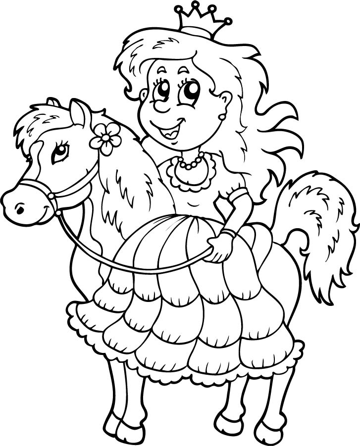 Princess And Horse Coloring Pages