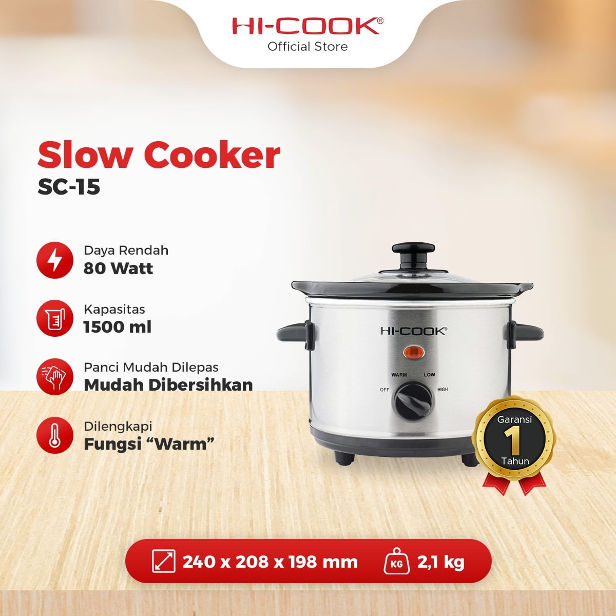 Slow Cooker Baby Safe SC15 HiCook Official