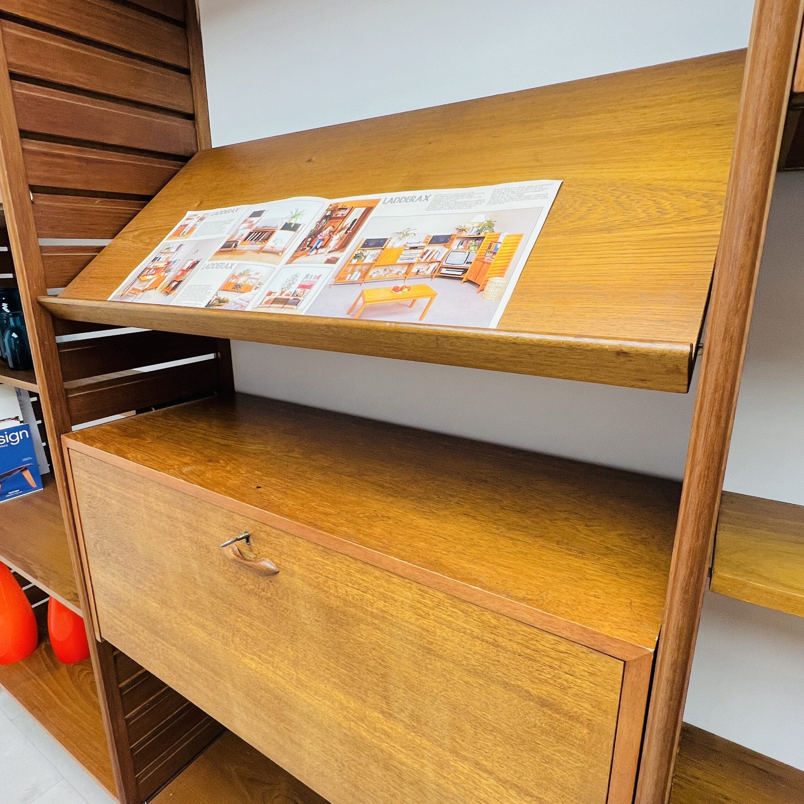 British “Ladderax” Modular Shelving by Robert Heal Hide & Teak