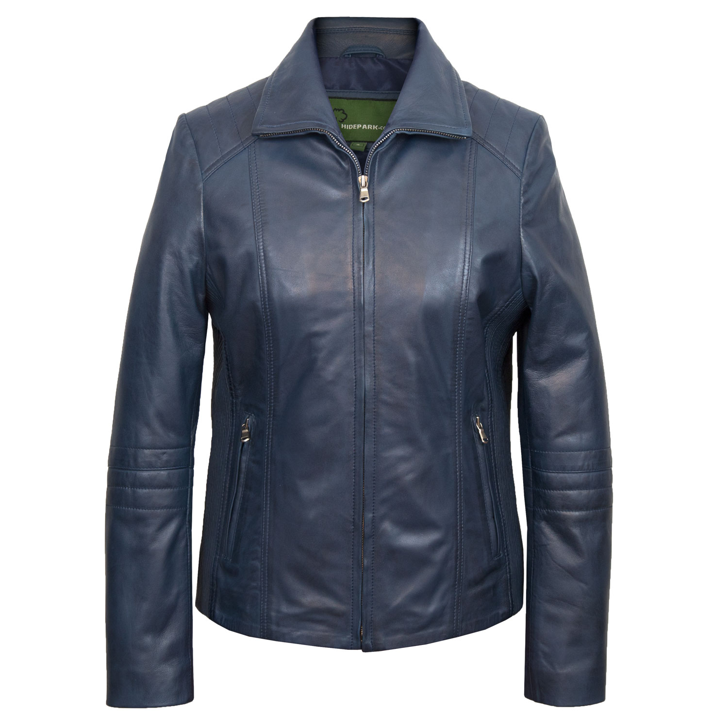 Milly Women's Blue Leather Biker Jacket Hidepark Leather