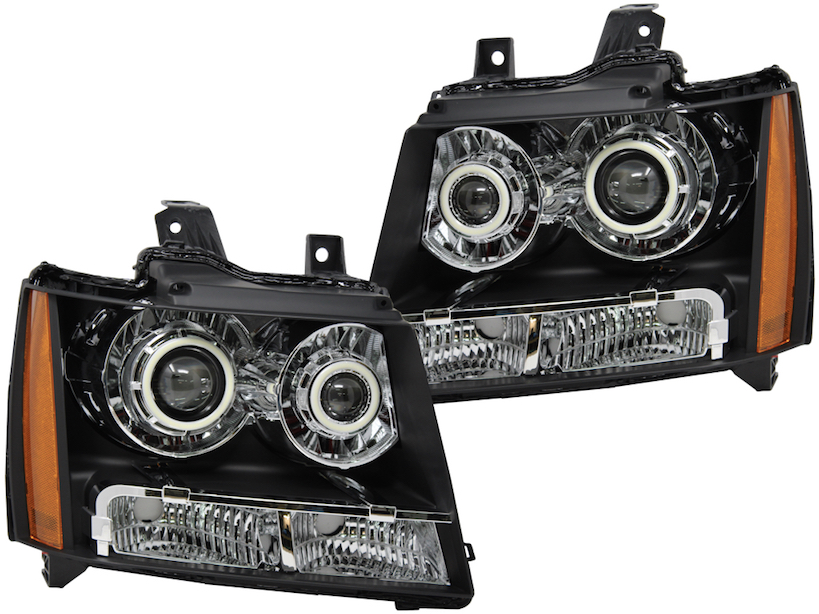 2007-2014 Chevrolet Tahoe Quad LED Switchback Halo Projector Headlights