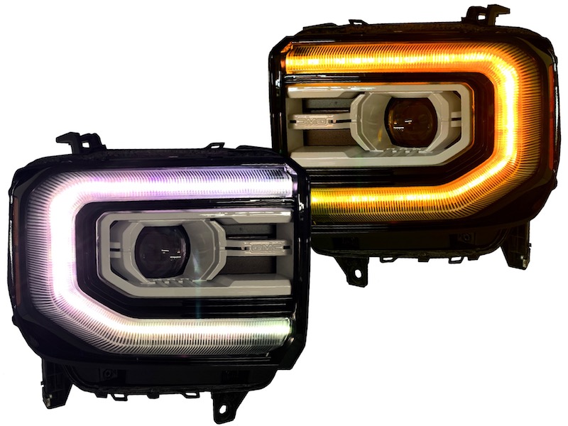 20162018 GMC Sierra Custom Painted Headlights Multi Color LED