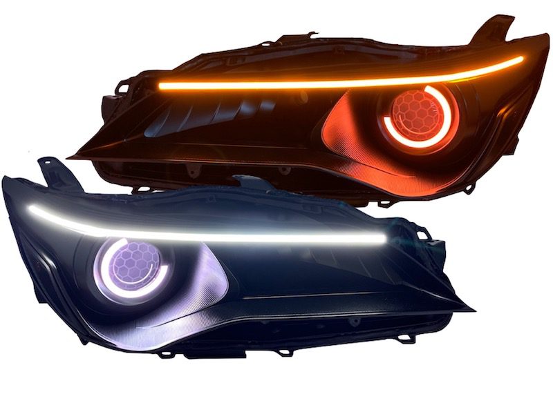 201517 Toyota Camry LED Headlights Custom Halos Color Changing Demon Eyes