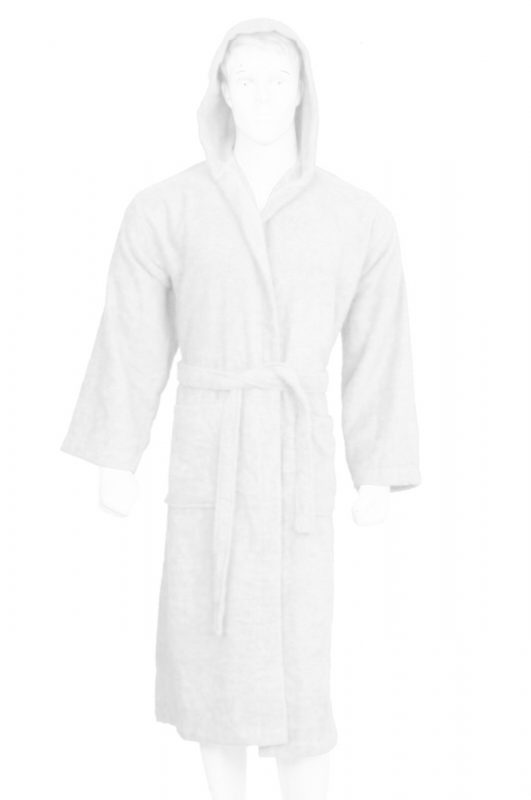 White Egyptian Cotton Terry Toweling Hooded Bath Robe Dressing Gown