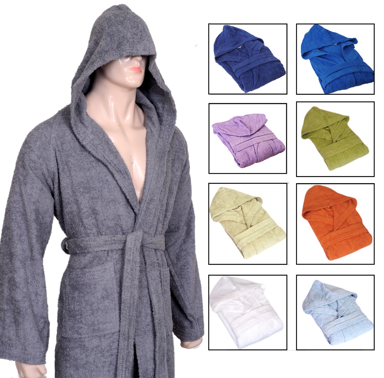 UNI SEX WINTER BATHROBES SHAWL COLLAR COTTON TERRY TOWELING DRESSING