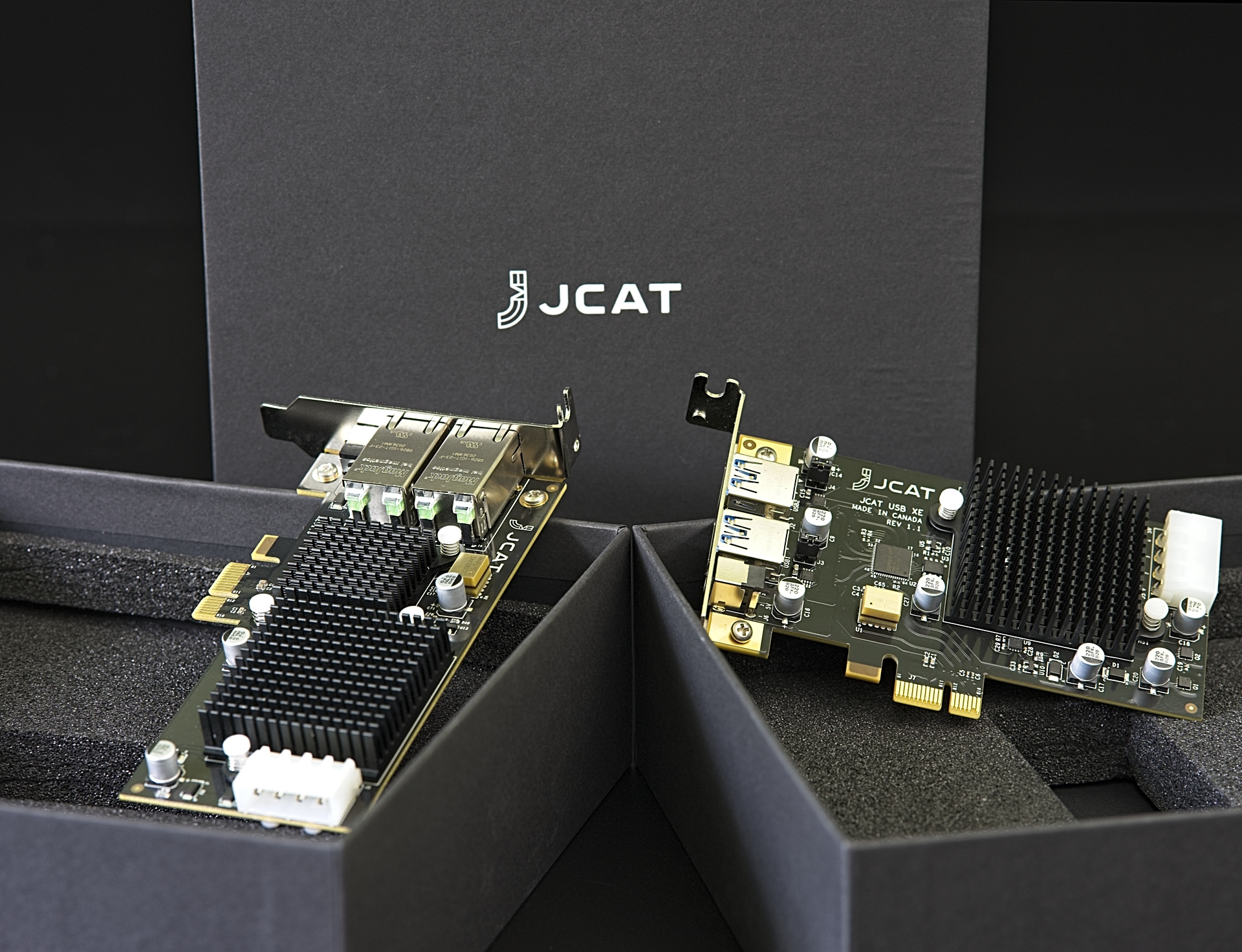 JCAT USB Card XE, NET Card XE, Initio 3 HiFi Knights