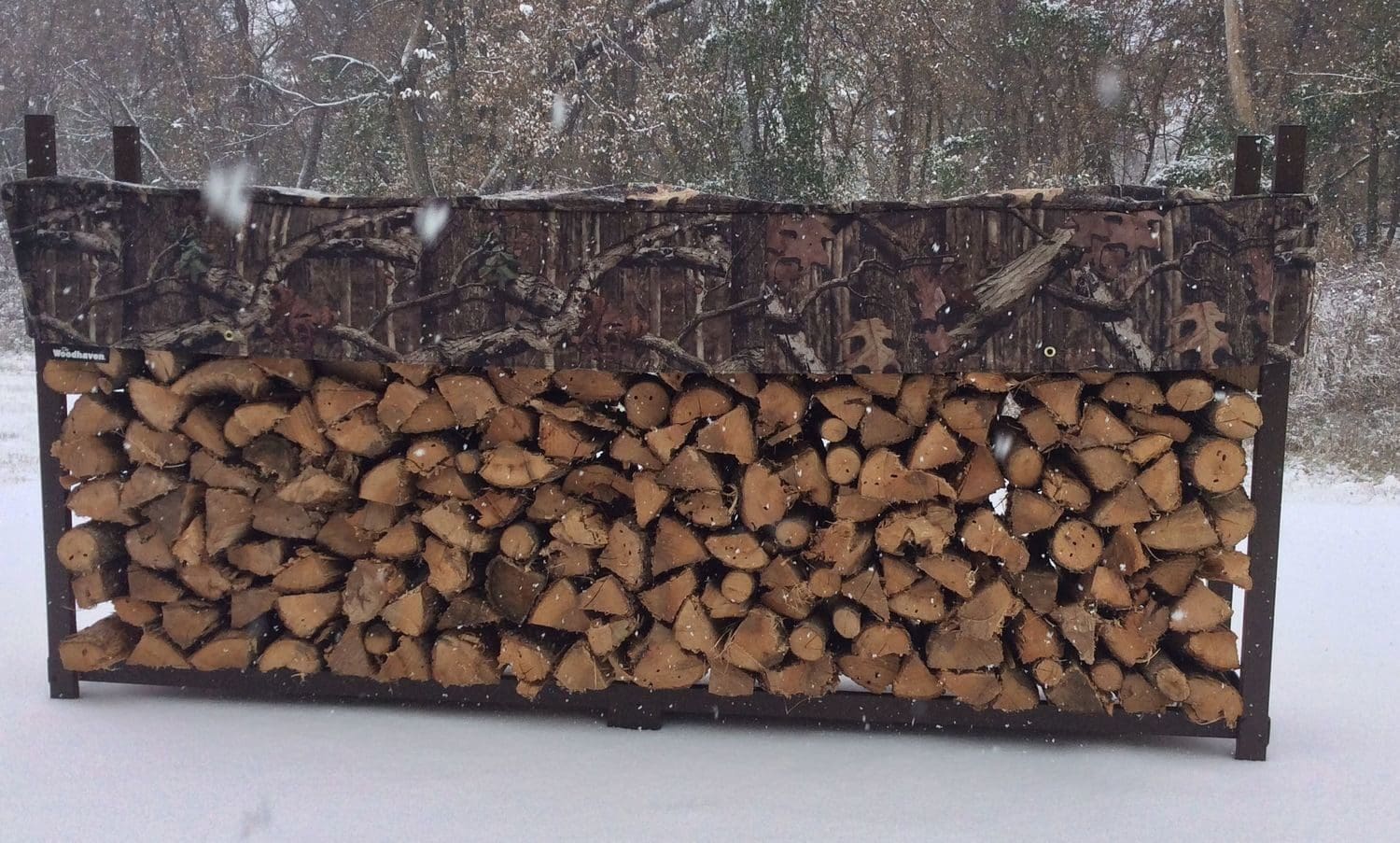 The Woodhaven Mossy Oak 1/2 Cord Woodhaven Firewood Rack Plus High