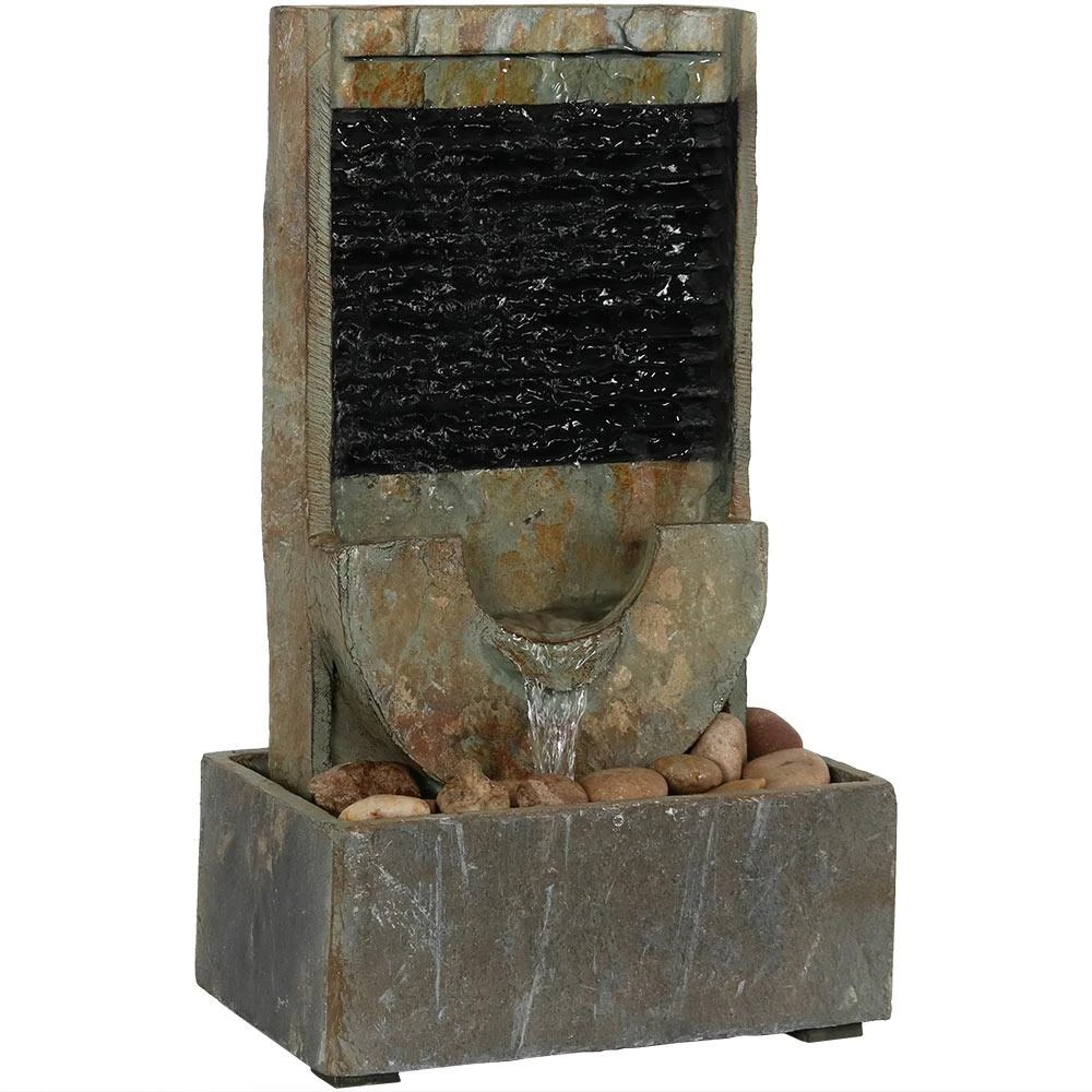 Slate Indoor Table Top Water Fountain by Sunnydaze (16 inch) Higher