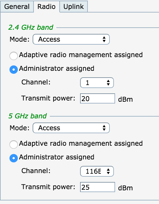 IAP 215 Transmit Power setting. Wireless Access