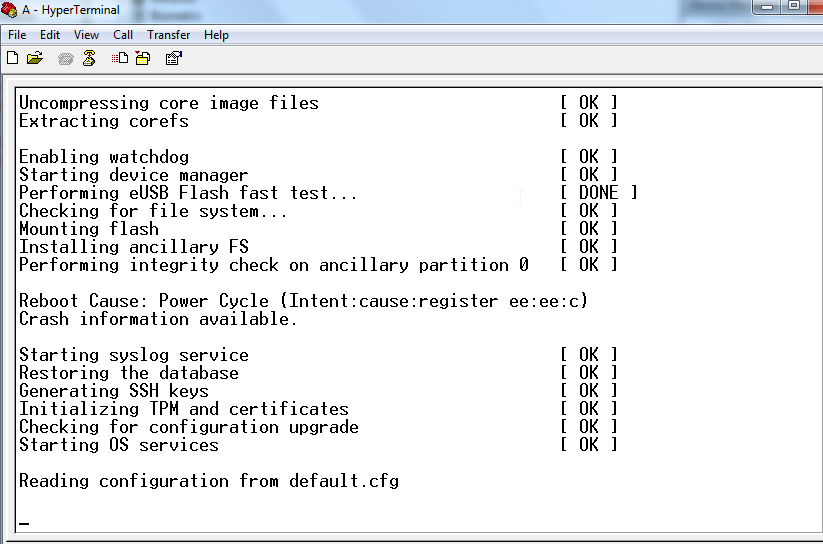 Aruba 7005 , factorydefaulted and no link on no interfaces ? / preboot