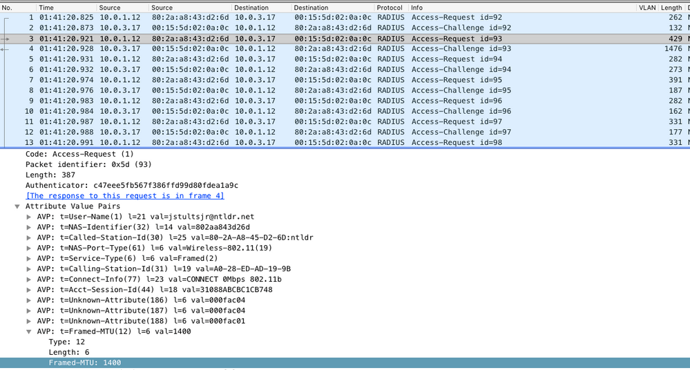 FramedMTU RADIUS attribute operation clarification Security