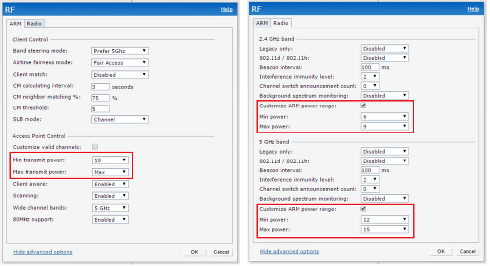 Best Practices for Min Transmit/Max Transmit Power Levels