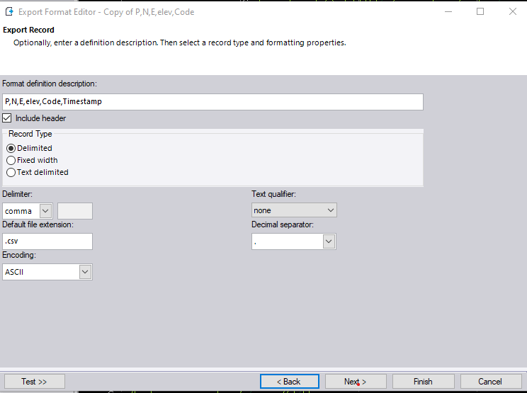 TBC .spj WO Point Export Vs. SCS Report Utility Trimble Business Center