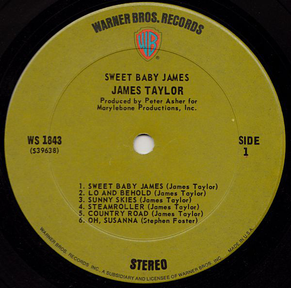 James Taylor Sweet Baby James Used Vinyl High