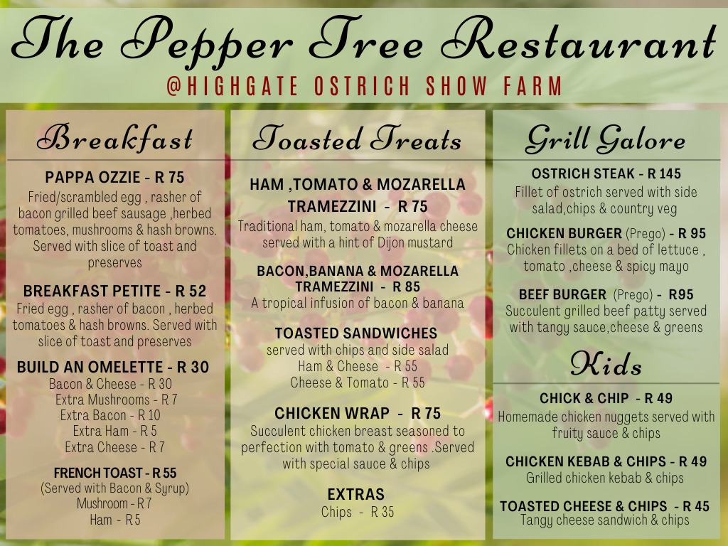 Pepper Tree Restaurant Highgate Ostrich Show Farm