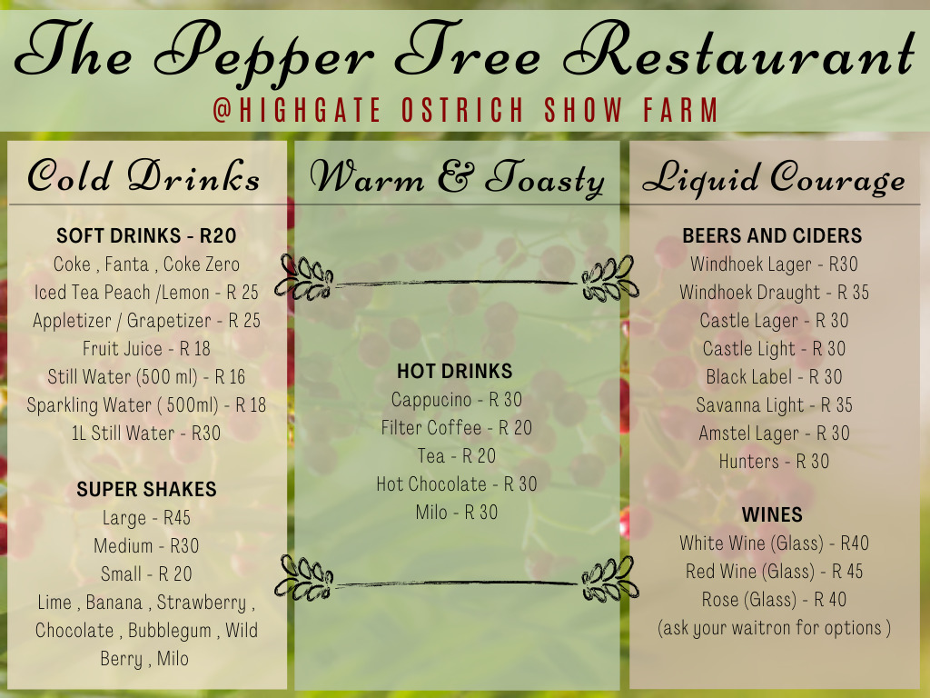 Pepper Tree Restaurant Highgate Ostrich Show Farm