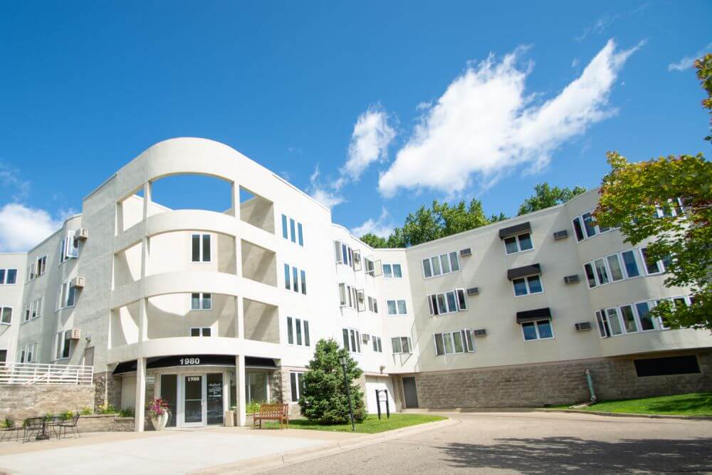 front of apartment complex