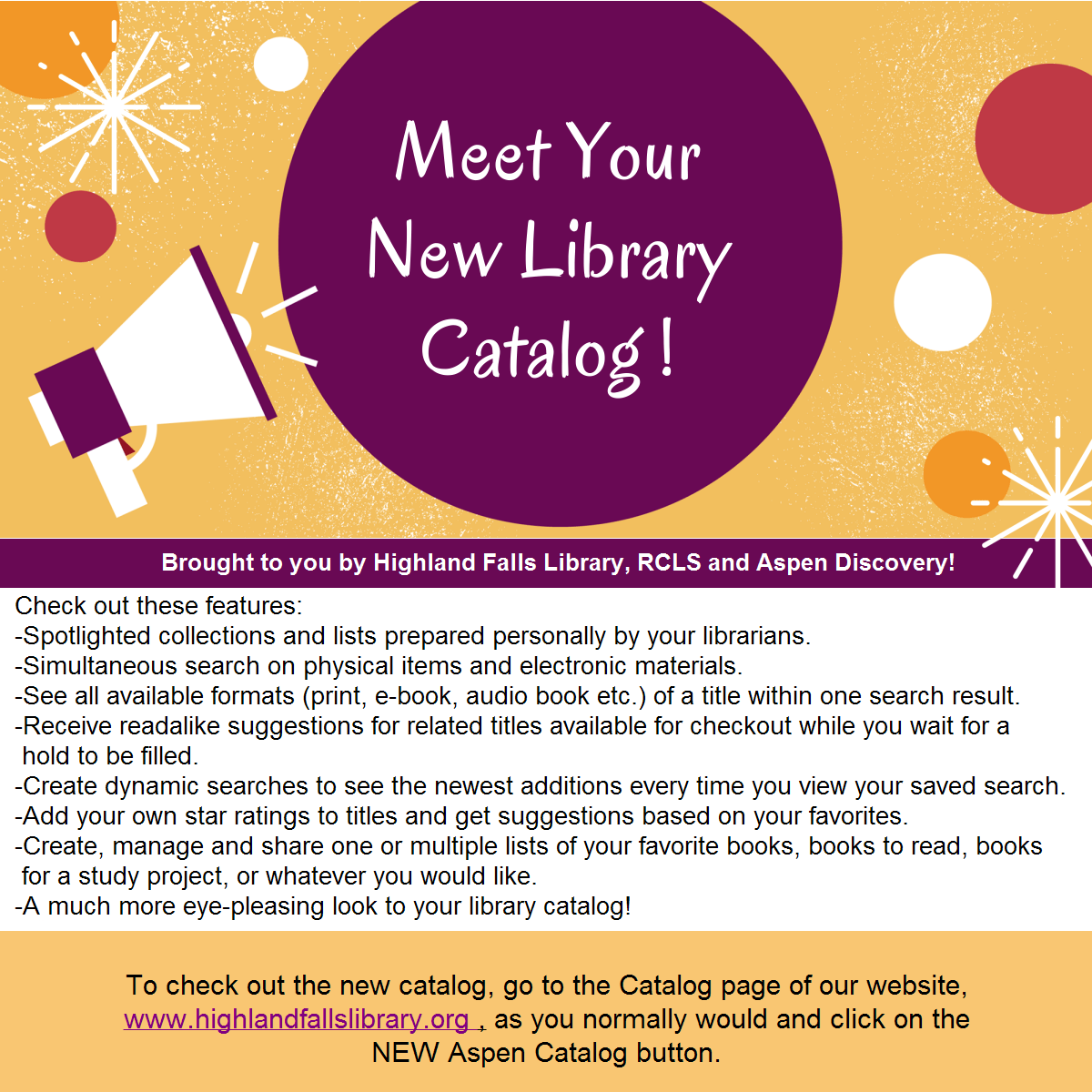 NEW and Better Library Catalog Serving the residents of Highland