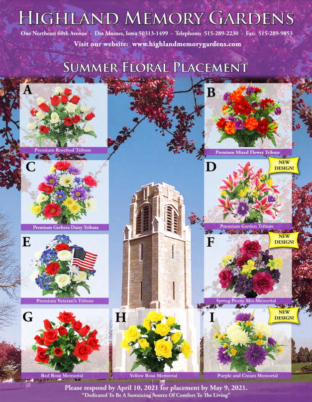 Summer Flower Orders Highland Memory Gardens