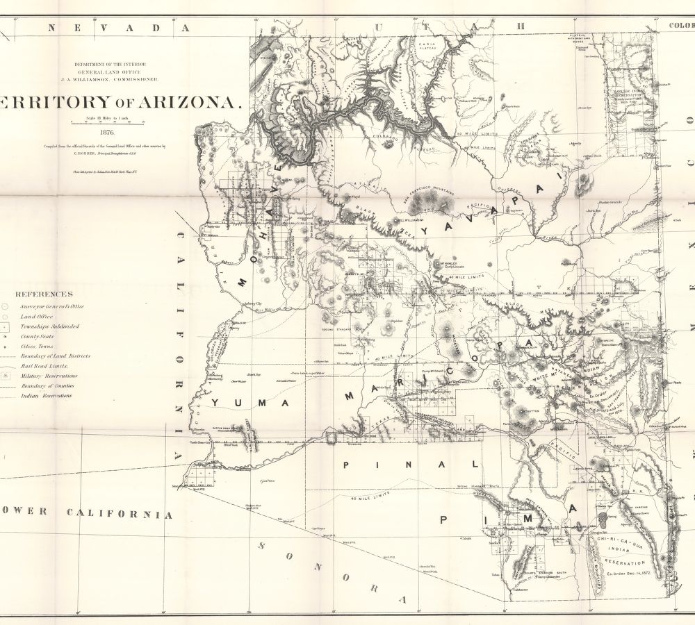 Territory of Arizona Map, Department of the Interior, General Land