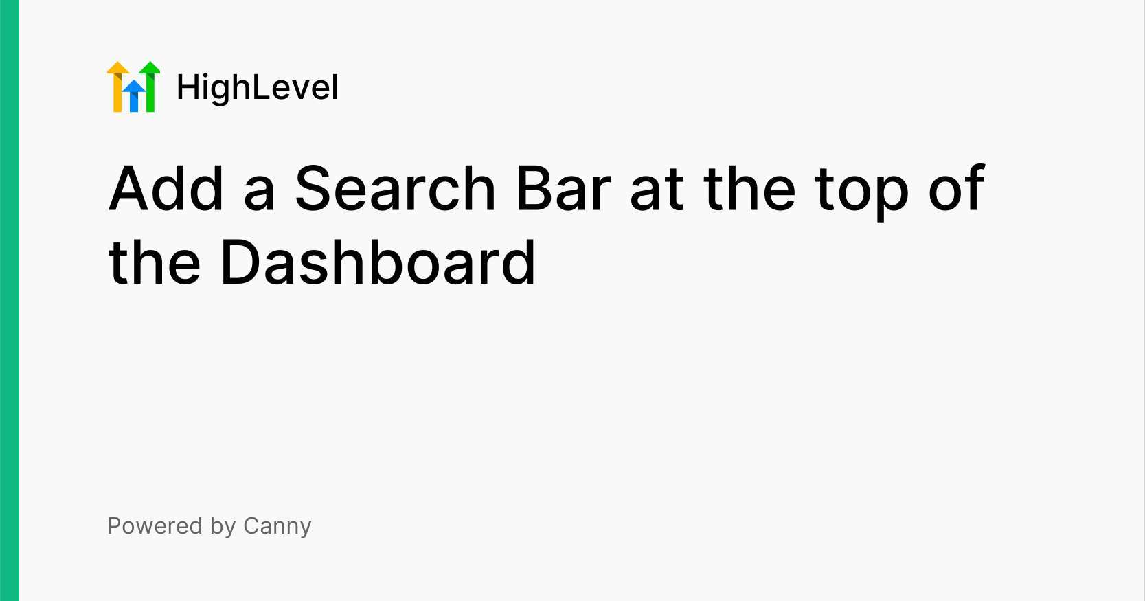 Add a Search Bar at the top of the Dashboard Dashboard HighLevel