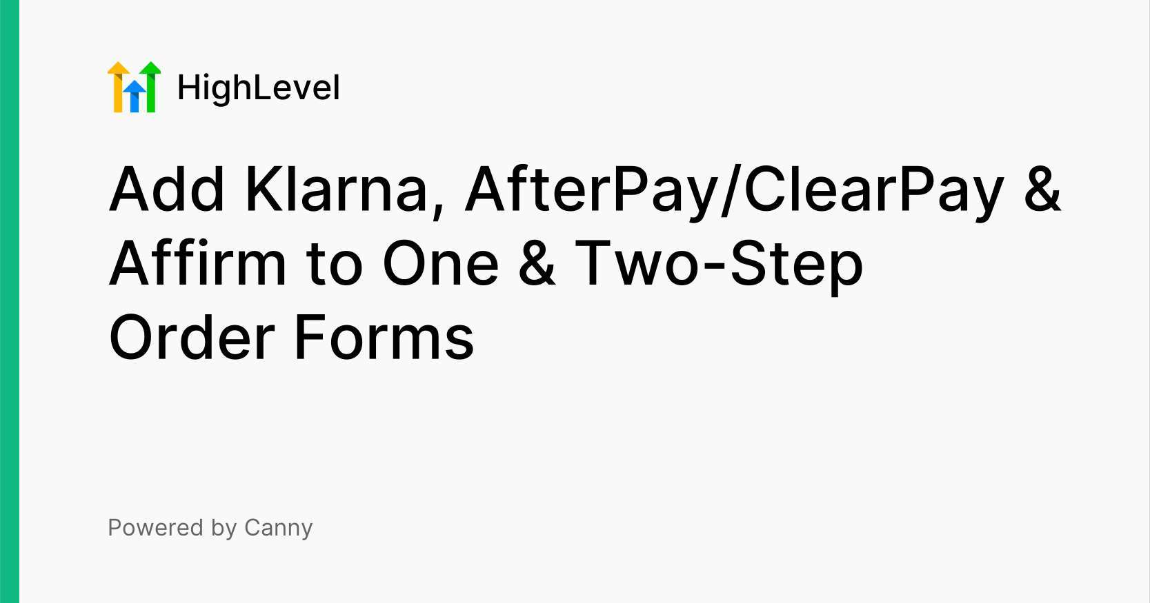 Add Klarna, AfterPay/ClearPay & Affirm to One & TwoStep Order Forms