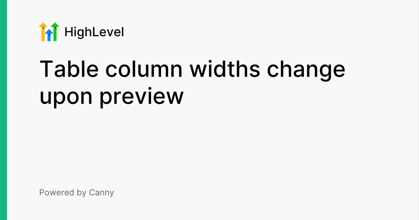 Table column widths change upon preview Voters HighLevel