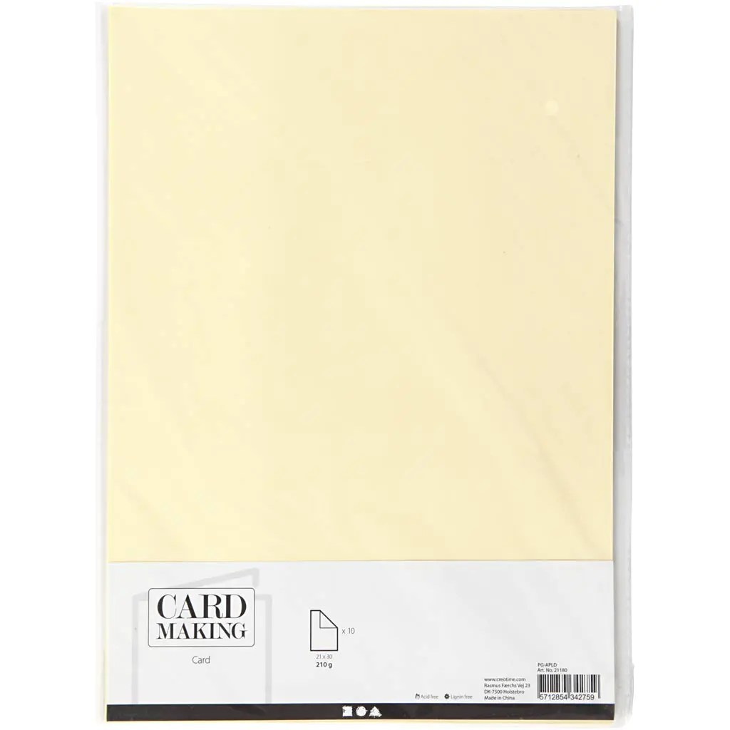 Creativ Card Pastel Yellow A4 210gsm (10 sheets) Highlight Crafts