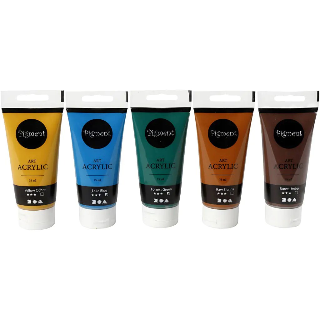 Creativ Pigment Art Acrylic Paints Natural Colours (5 x 75ml