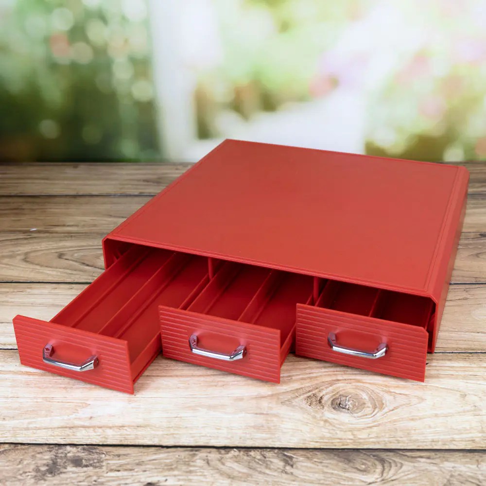 Desk Storage Drawers Red Highlight Crafts