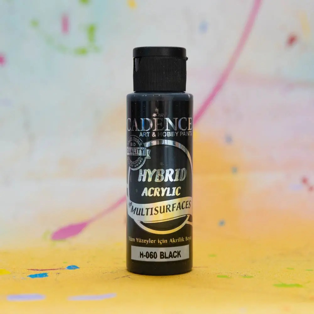 Cadence Hybrid Acrylic Paint Black 70ml Highlight Crafts