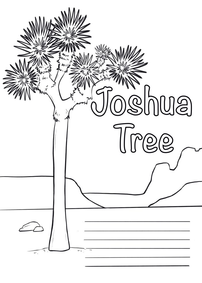 Joshua Tree National Park SoCal Family Travel Coloring Page