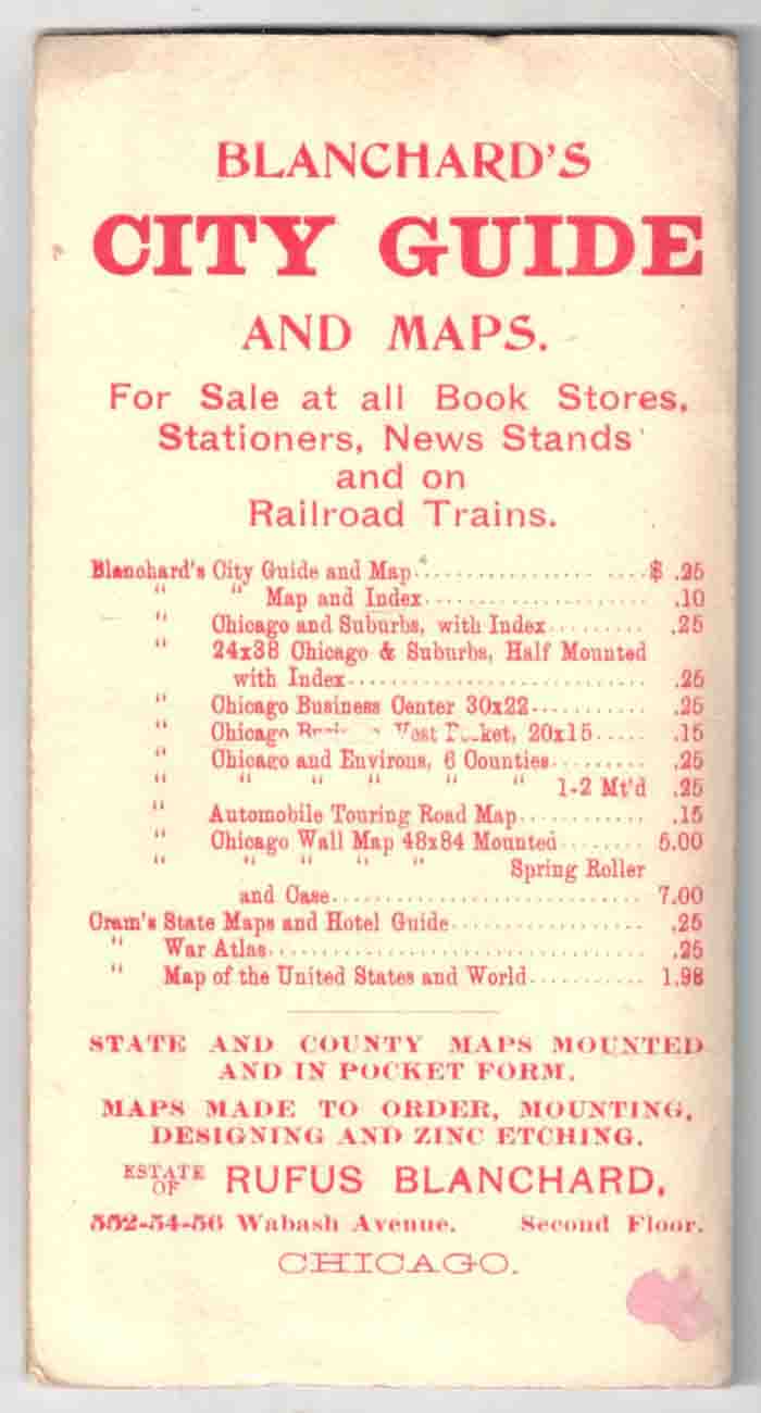 Blanchard's Map of Chicago with the New Street Names 1905 High Ridge