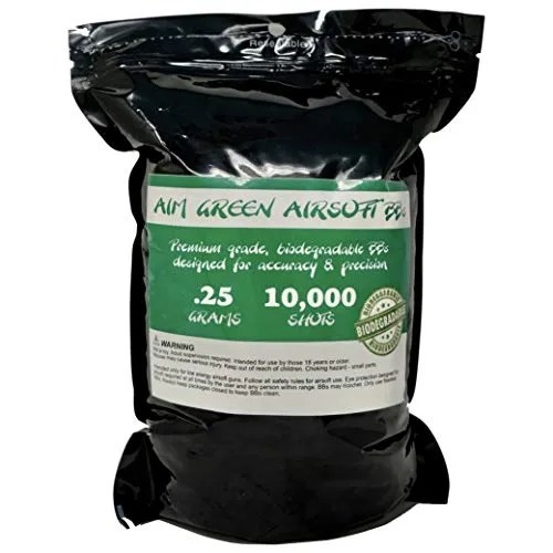 Aim Green Biodegradable Airsoft BBS .25g Pellets 6mm 10,000 Rounds