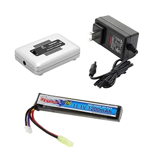 Tenergy 11.1V 1200mAh Airsoft Battery Pack and Balance Charger, LiPo Battery Pack 20C