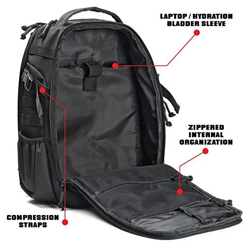 14er Tactical Backpack 35L Rucksack, 3Day Bug Out Bag YKK Zippers