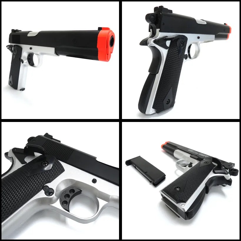 Spring HFC Sharp Eye Long Barrel Pistol Black Silver FPS300 Airsoft