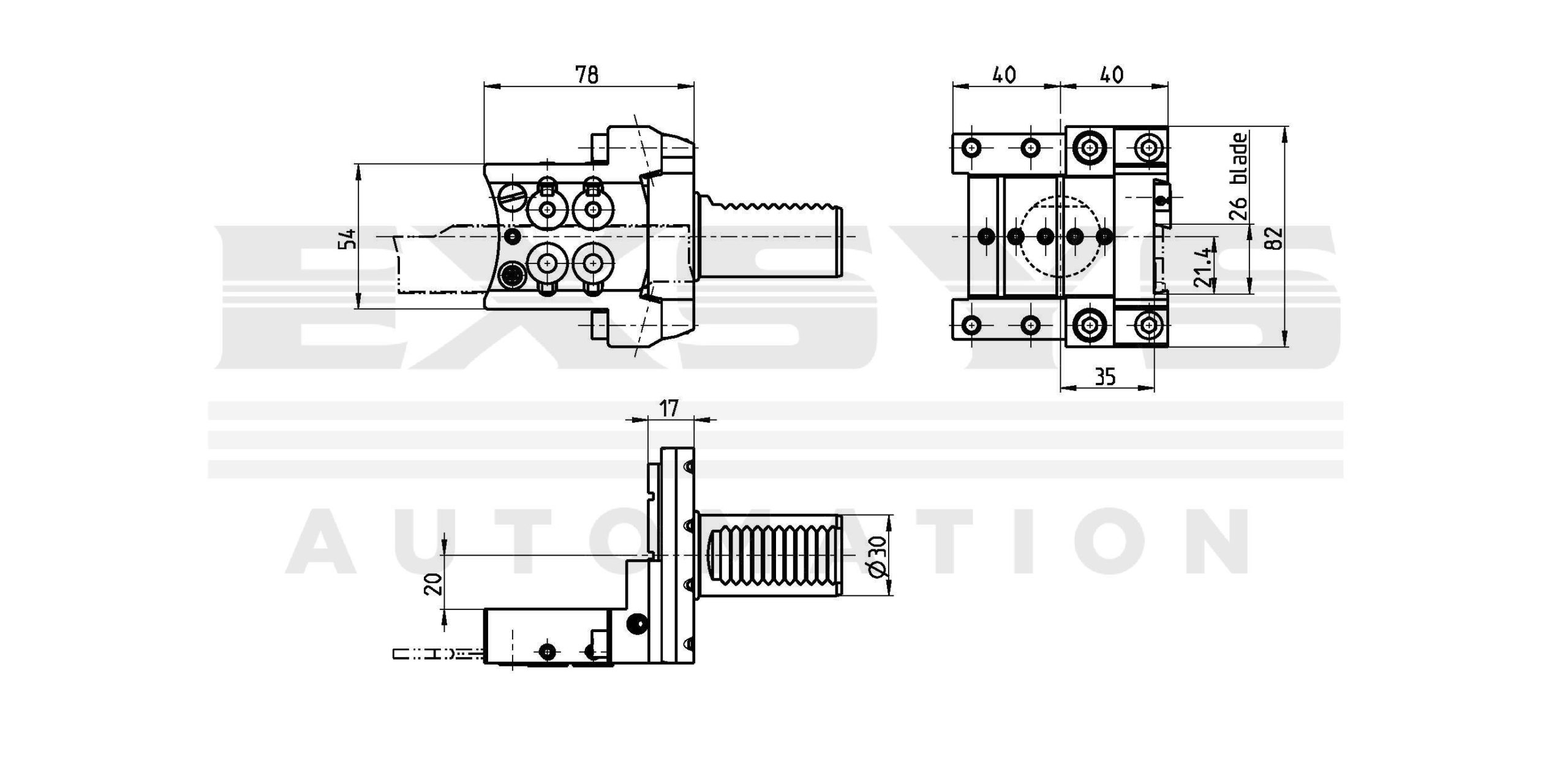 Exsys Epinger Cutoff tool holder, direction of rotation universal