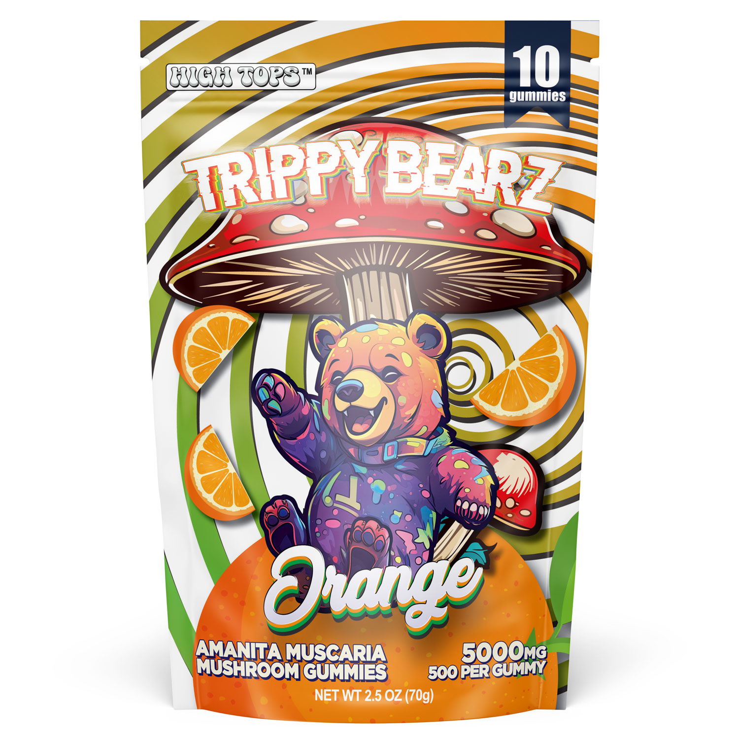 Mushroom Gummies 5000MG ORANGE Amanita Muscaria High Tops Mush