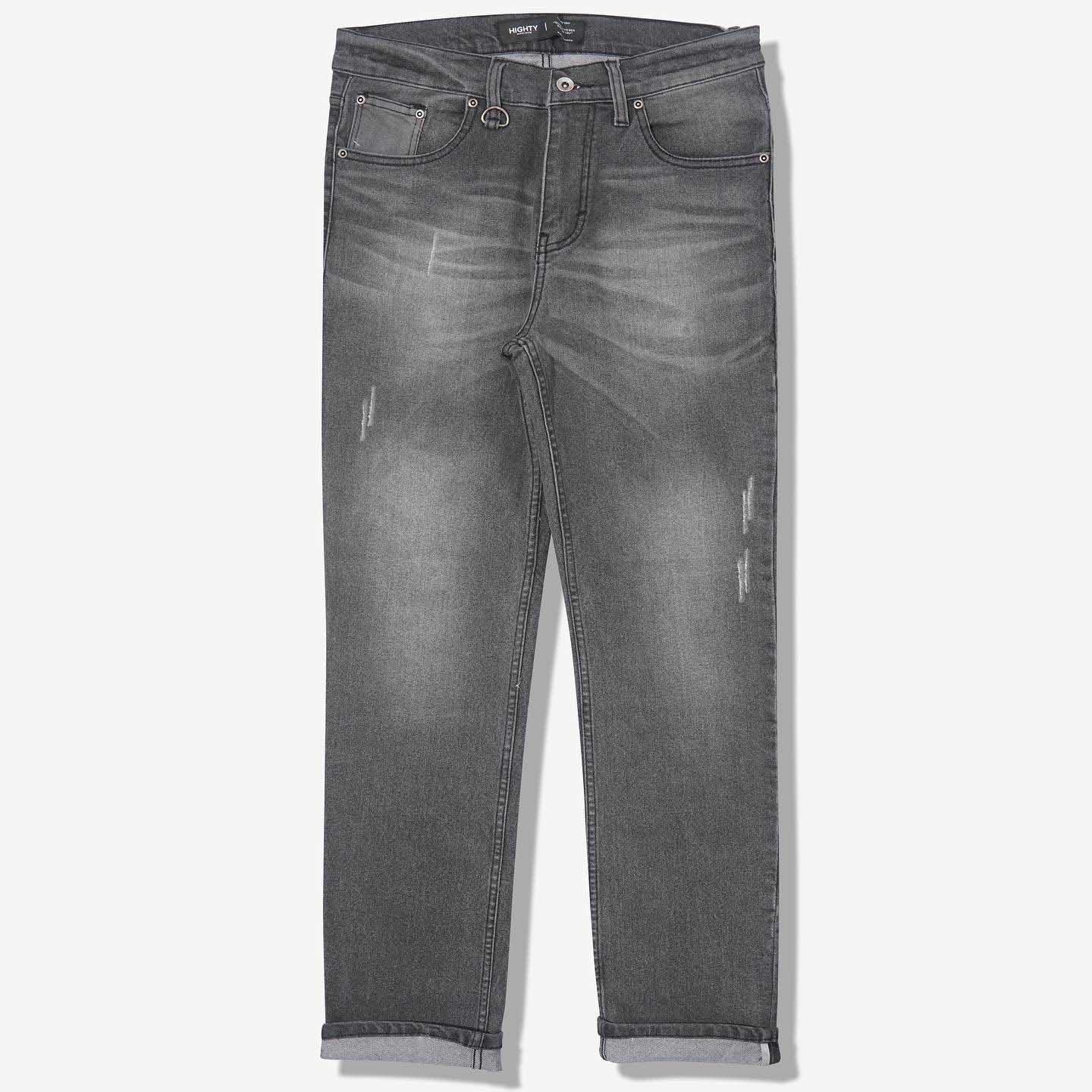 Dark Grey Washed Ripped Jeans Pants HIGHTY Menswear