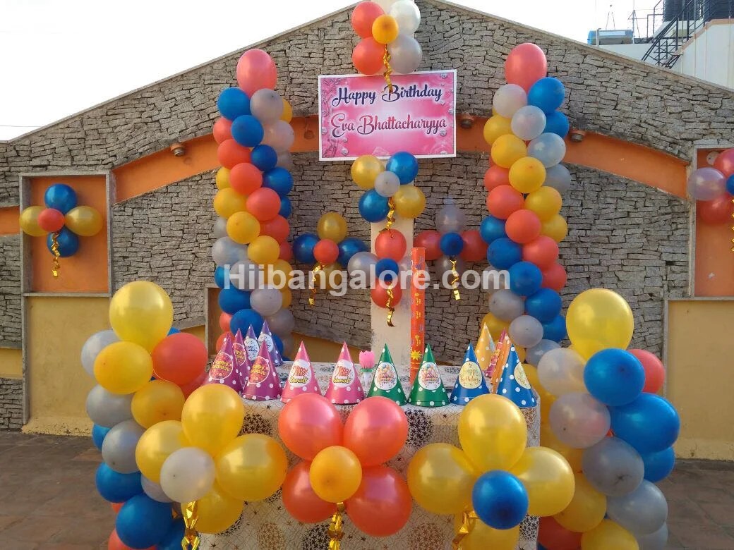 Multi color birthday party balloon decoration Bangalore Catering services in Bangalore, Best