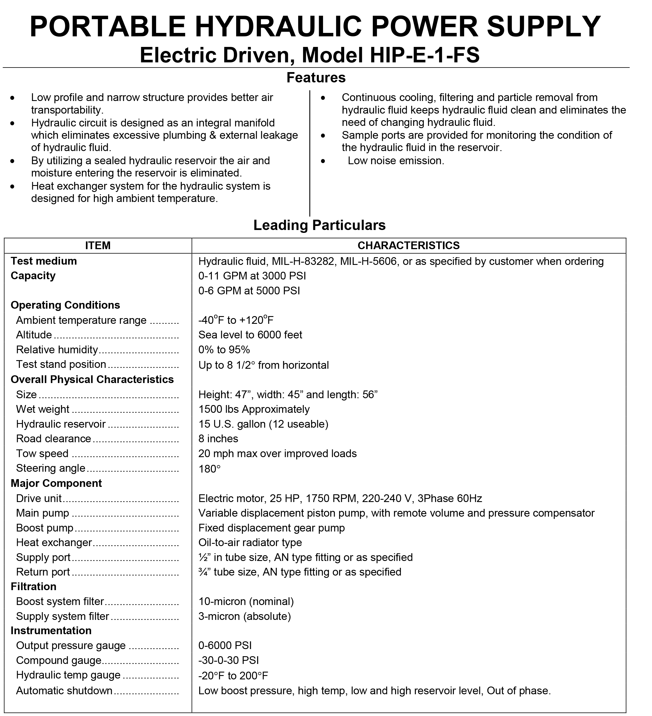 Hydraulic Power Units (HPU), Hydraulic Load Handling Systems