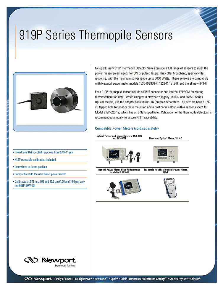 Optical Power Sensor, 2µW3W｜レーザー・光学部品検索サイト HikariKakaku