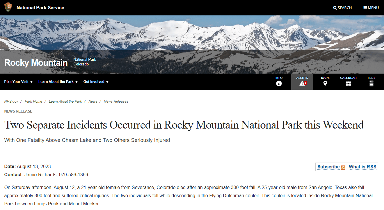 RMNP Helicoptor Rescues Hiking Emergency Beacon