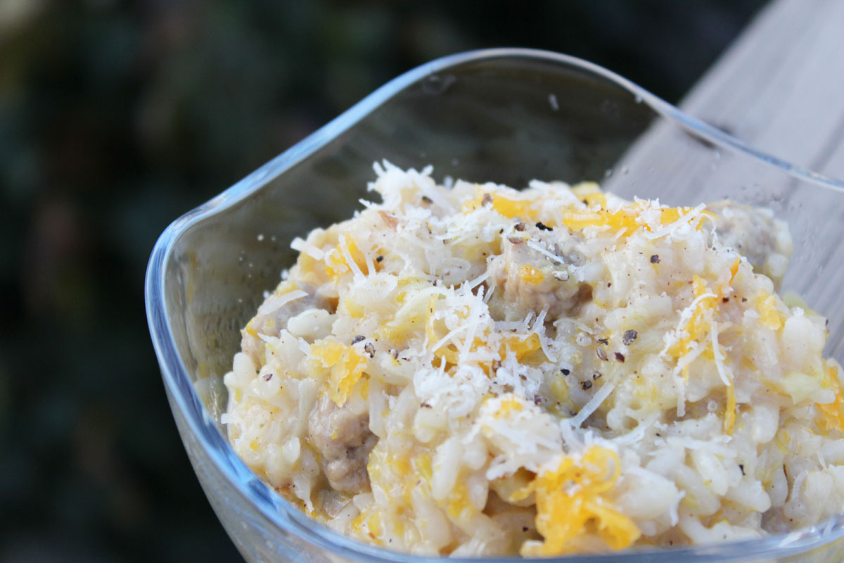 Autumn defined in one meal Pumpkin and meatball risotto Hilary Makes