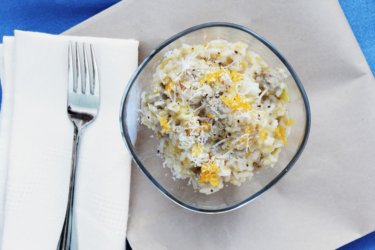Autumn defined in one meal Pumpkin and meatball risotto Hilary Makes